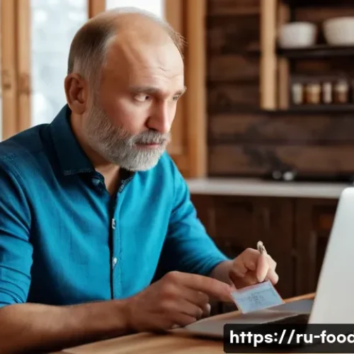 Home 30 유전자 맞춤형 영양학 - A modern genetic testing scene showing a middle-aged Russian man in casual clothing at home, collect...