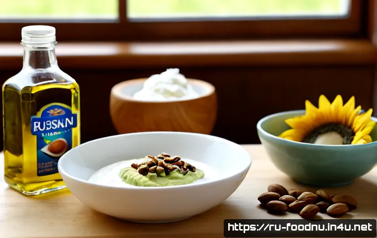 Home 17 지방의 역할과 기능 - Photorealistic nutrition still life showing the healthy functions of dietary fats: salmon, walnuts, ...